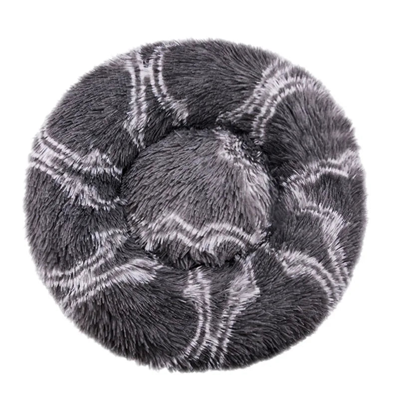 Round Dog Bed Plush Winter Warm Washable For Small Medium Large Dogs Cats