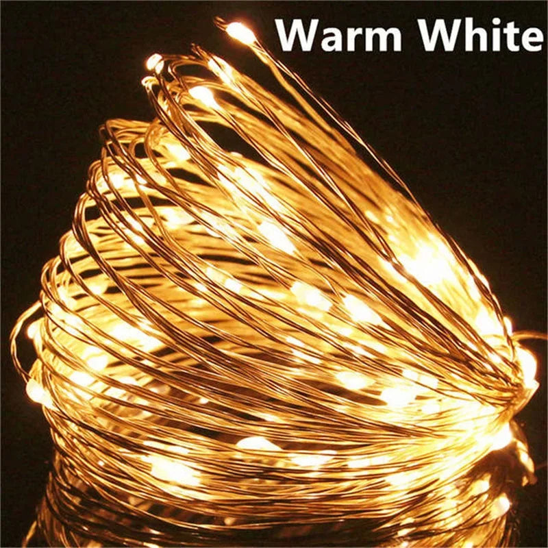 USB Led Fairy Lights Copper Wire 20M 200LED Outdoor String For Christmas Decor