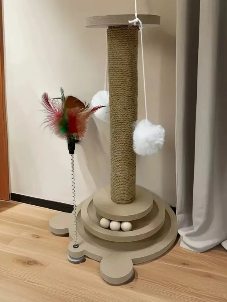 Durable Cat Scratching Post With PestResistant Sisal And Rotating Scratcher