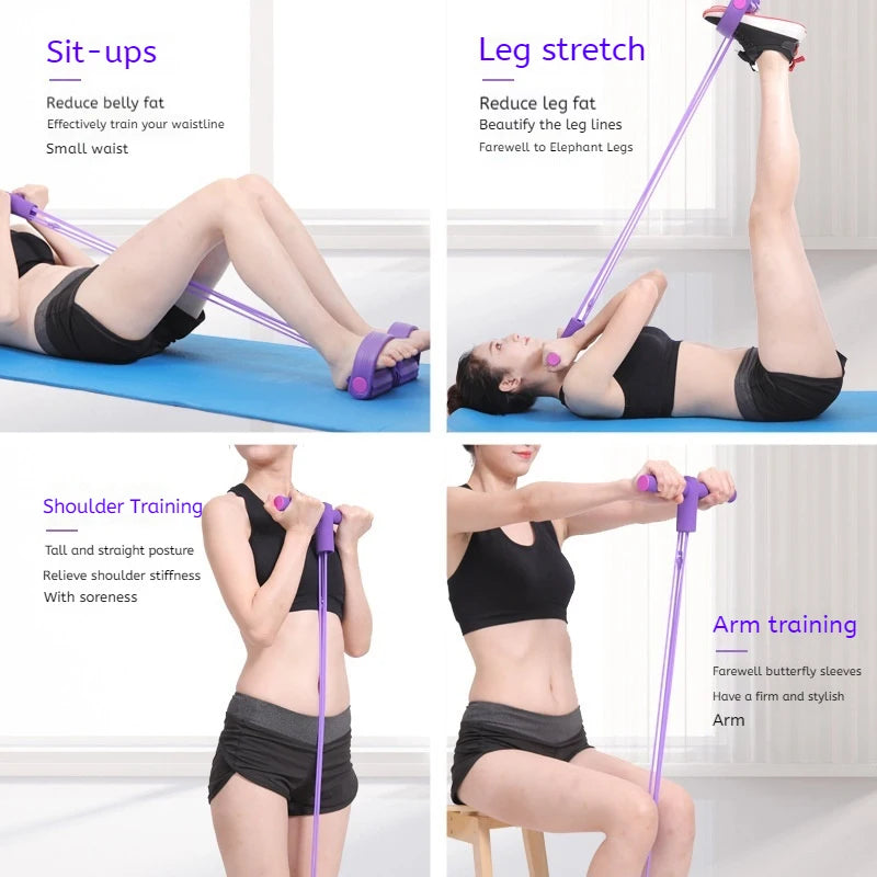 6 Tube Resistance Band Set For Women Fitness With Multi Function Pedal Exerciser