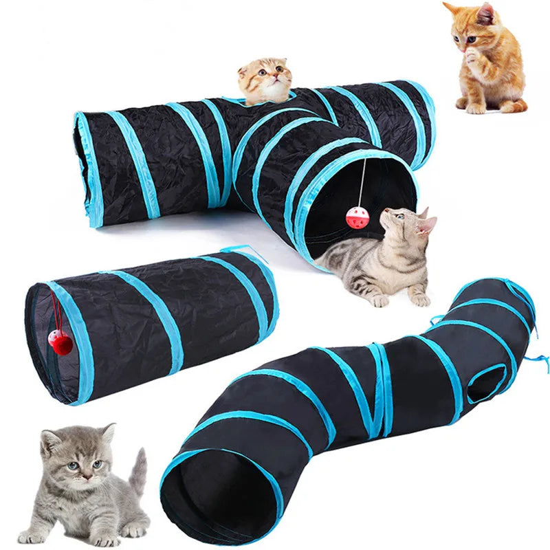 Foldable Cat Tunnel Toy For Indoor Play Breathable Fabric