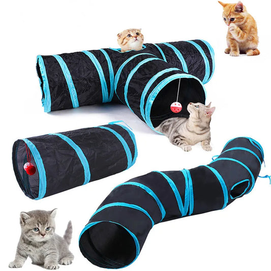 Foldable Cat Tunnel Toy For Indoor Play Breathable Fabric