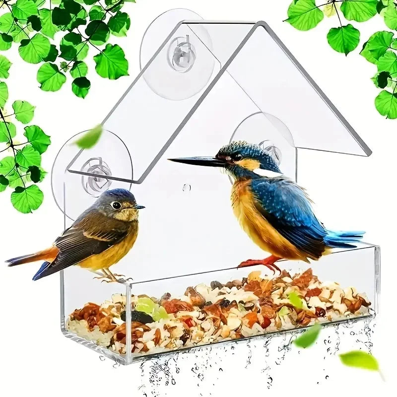 Window Bird Feeder Clear Acrylic With Strong Suction Cups For Backyard Birds