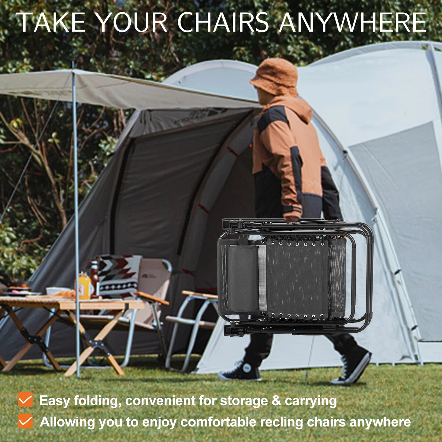 Relax & Recline Zero Gravity Lounge Chair with Cup Holder