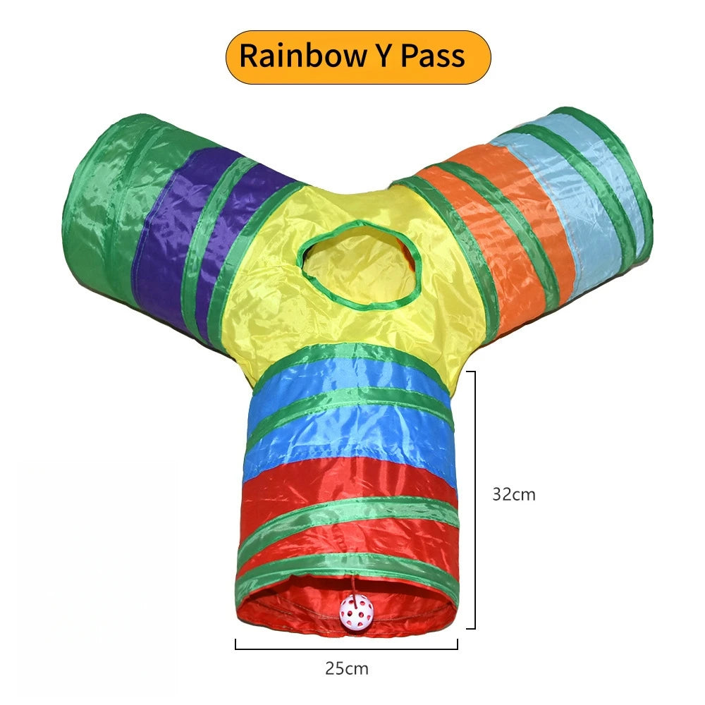 Foldable Cat Tunnel Toy For Indoor Play Breathable Fabric