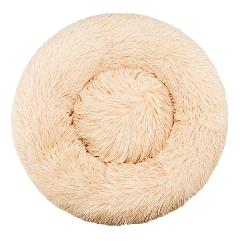 Round Dog Bed Plush Winter Warm Washable For Small Medium Large Dogs Cats