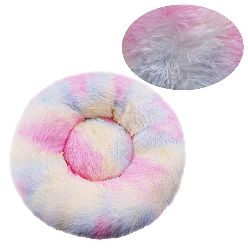 Round Dog Bed Plush Winter Warm Washable For Small Medium Large Dogs Cats
