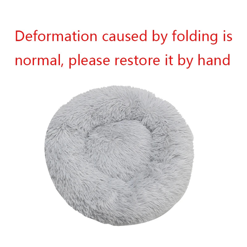 Round Dog Bed Plush Winter Warm Washable For Small Medium Large Dogs Cats