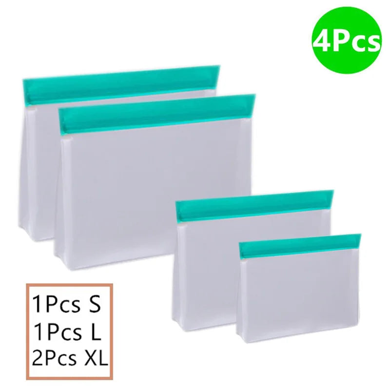 Reusable PEVA Food Storage Bag Leakproof Freezer Safe Stand Up For Fresh Produce