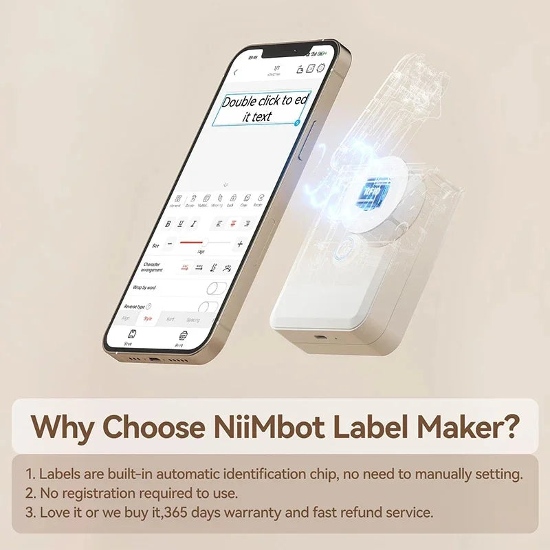 Niimbot D110 Thermal Label Printer Bluetooth Inkless For Mobile Labeling