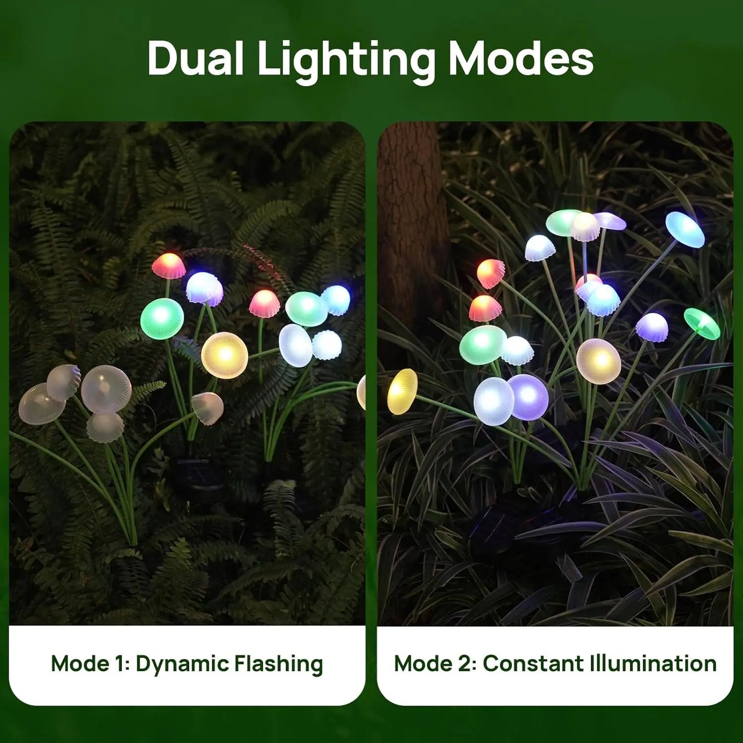 Solar Garden Lights Dual Mode LED Mushroom Decor Waterproof Jellyfish Gardeners