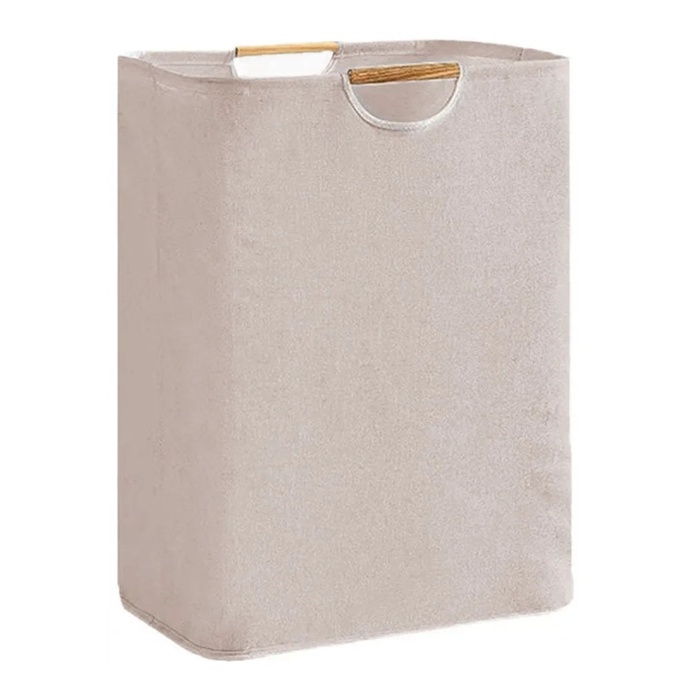 Essential Collapsible Laundry Basket For Small Spaces With Wooden Handle