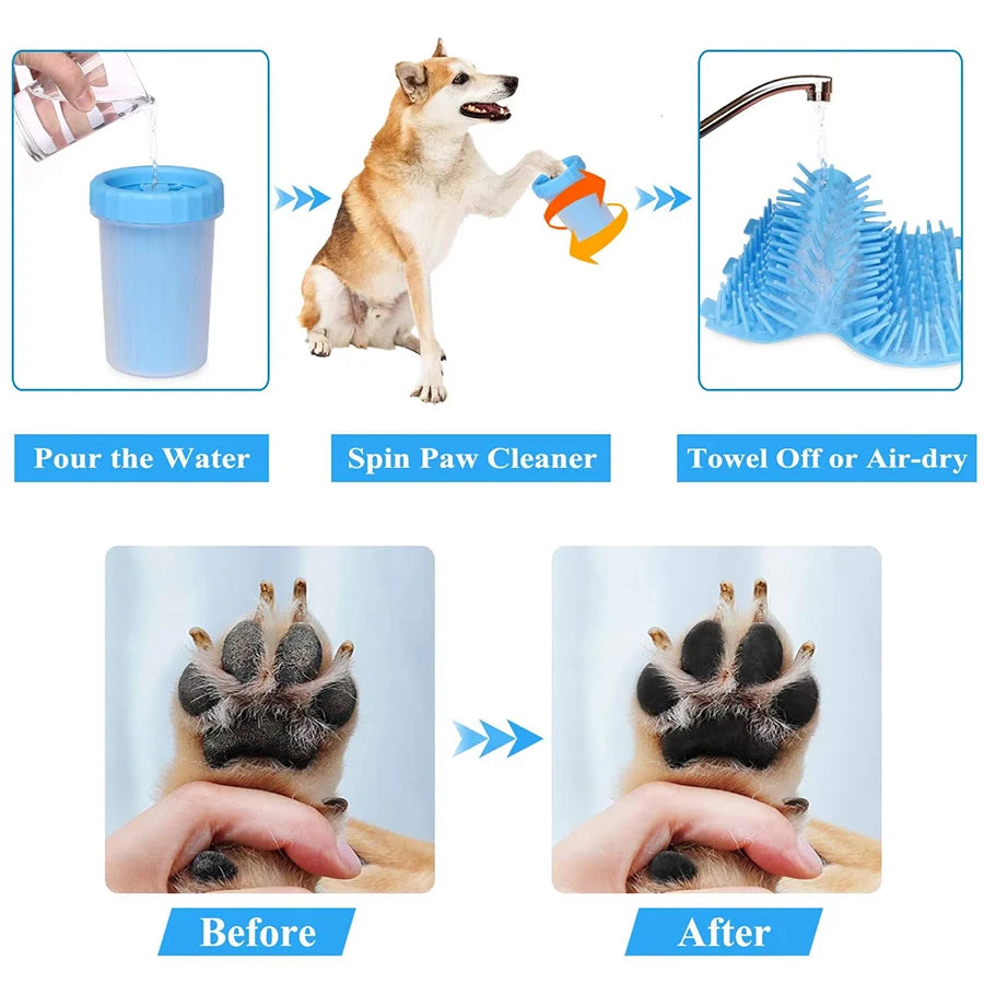 Foot Wash Cup With Silicone Brush For Dogs And Cats