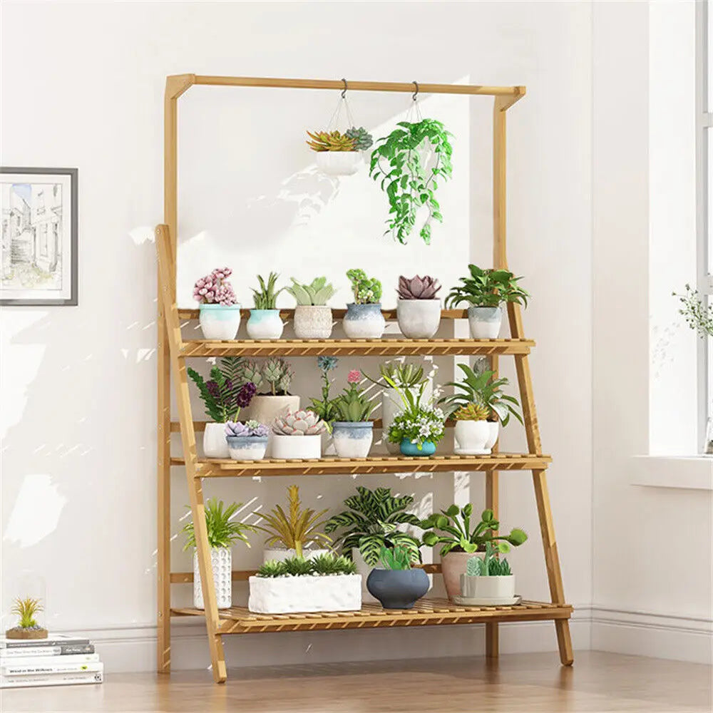 Create Your Green Corner 3-Tier Folding Bamboo Plant Stand