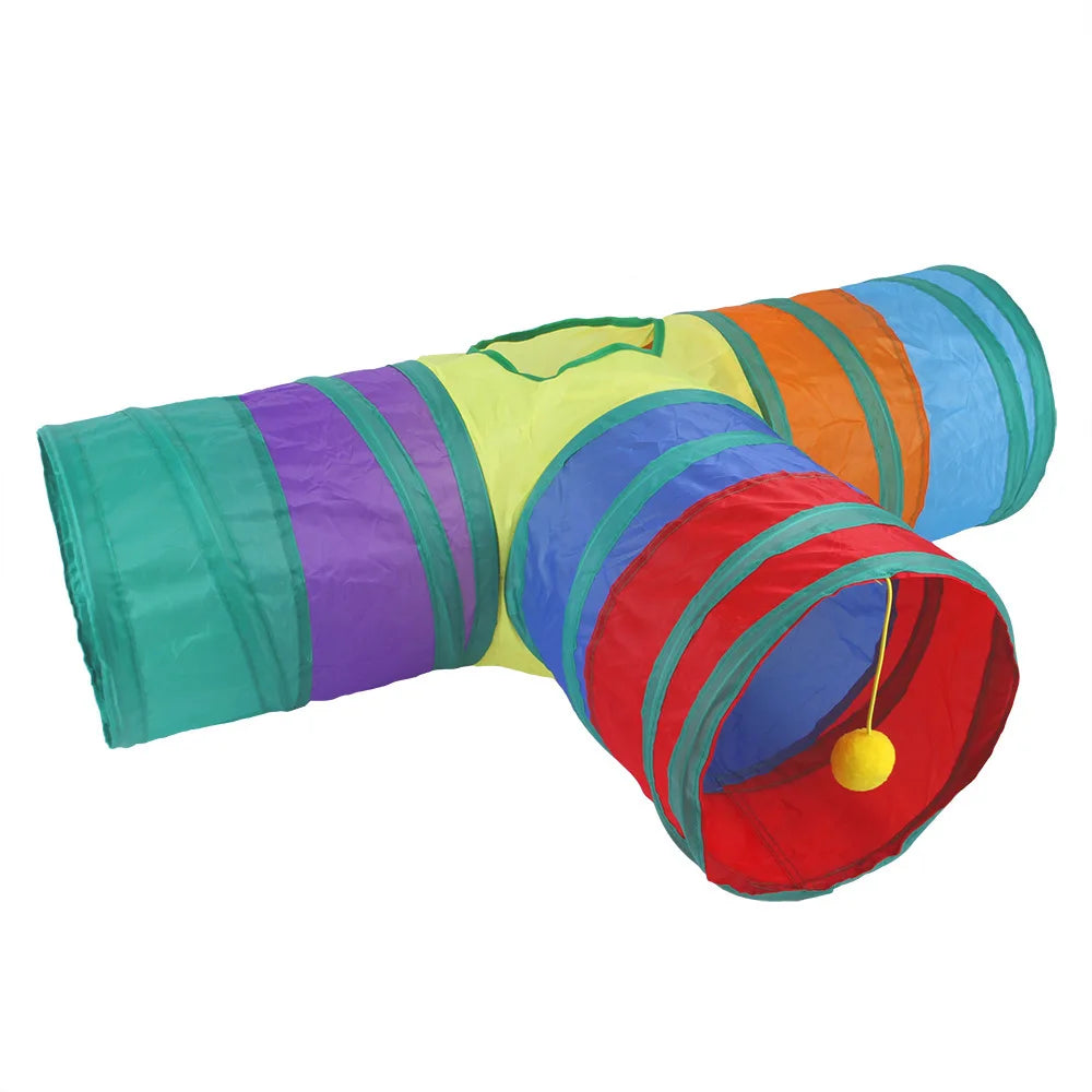 Foldable Cat Tunnel Toy For Indoor Play Breathable Fabric