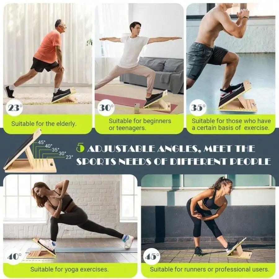 Adjustable Portable Wooden Slant Board For Calf Stretching - 300 Lbs Weight Capacity Foldable Calf Stretcher Board With 4-Level Smart Angles For Leg Exercises Squats Calf Stretching And Physical Therapy Home Fitness Equipment