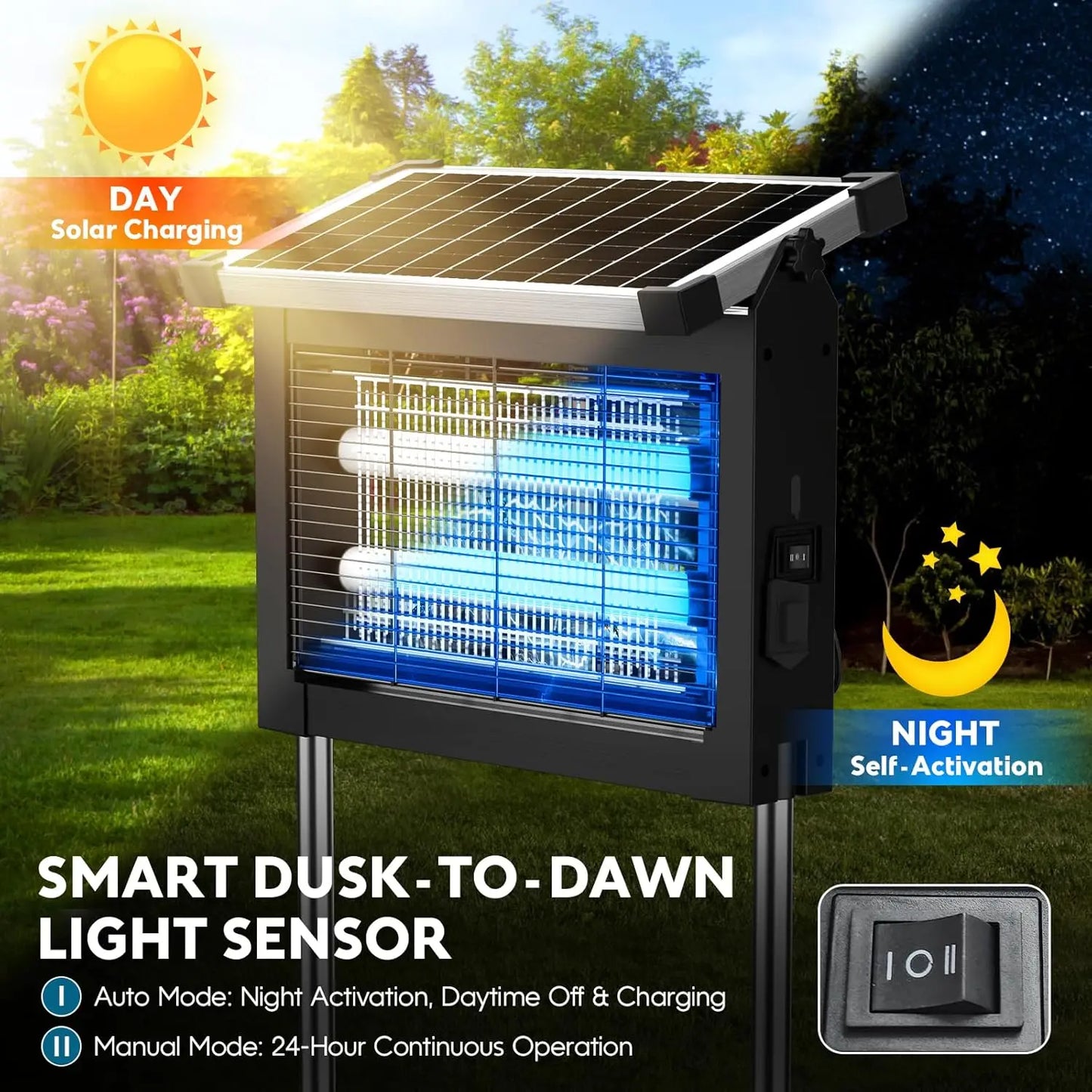 Take Back Your Backyard™ Solar Bug Zapper – 2,100 Sq. Ft. Outdoor Protection