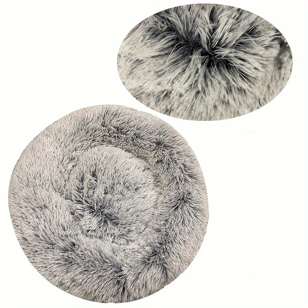 Round Dog Bed Plush Winter Warm Washable For Small Medium Large Dogs Cats