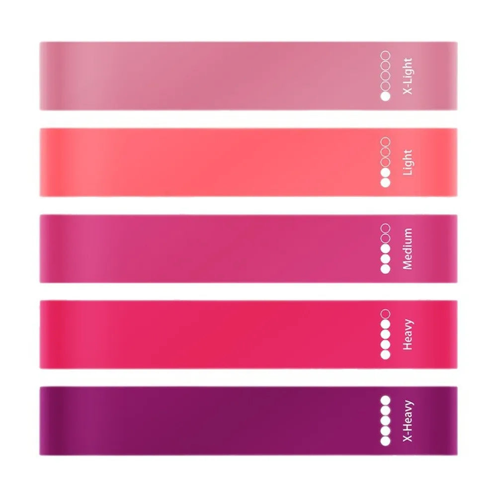 Versatile Resistance Band Set Of 5 Loop TPE Pink For Home Workouts And Yoga