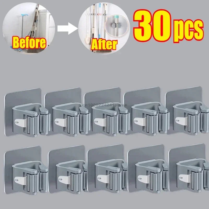 Get It Off the Floor Mop & Broom Wall Organizer – No-Drill Hold
