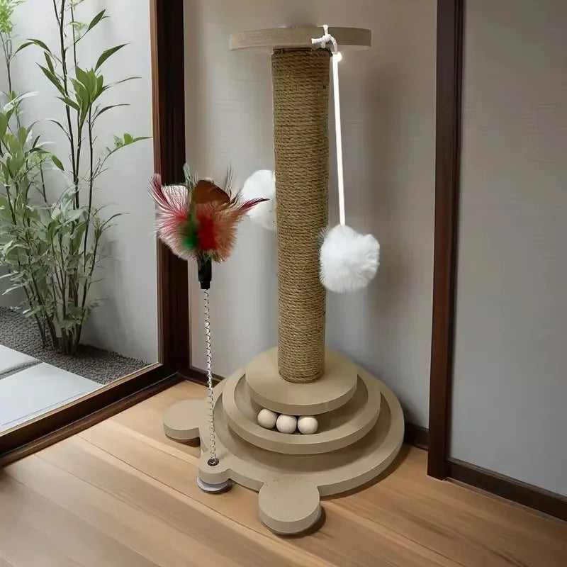 Durable Cat Scratching Post With PestResistant Sisal And Rotating Scratcher