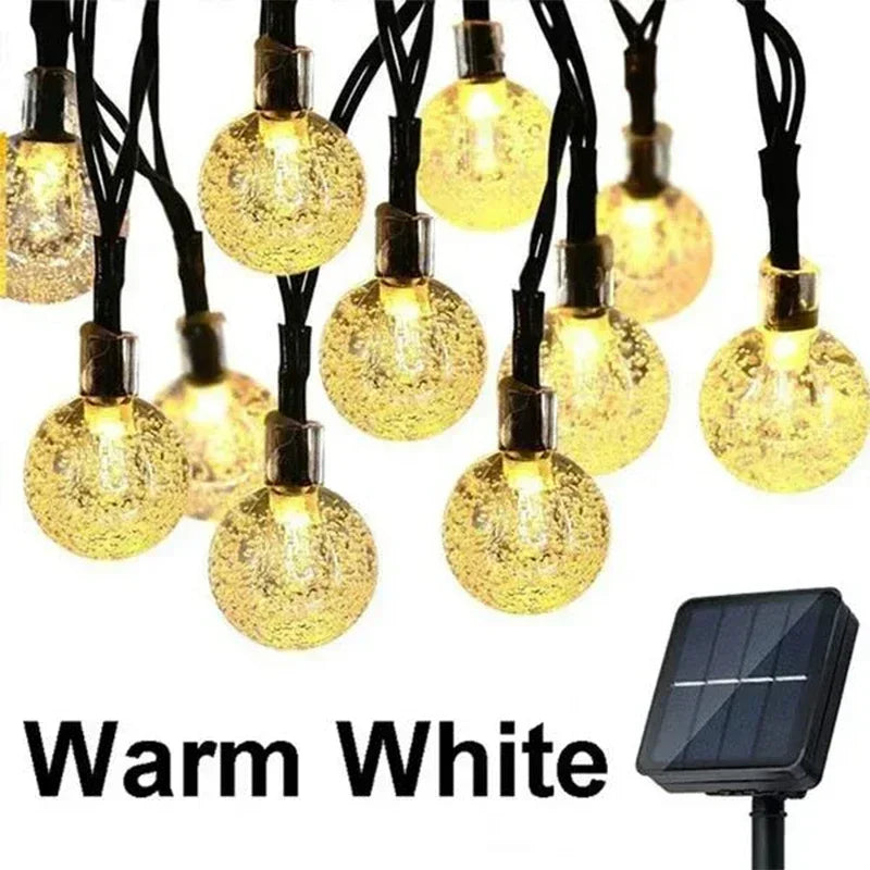 Solar String Lights Outdoor Crystal Fairy Lights 8 Modes Waterproof Patio
