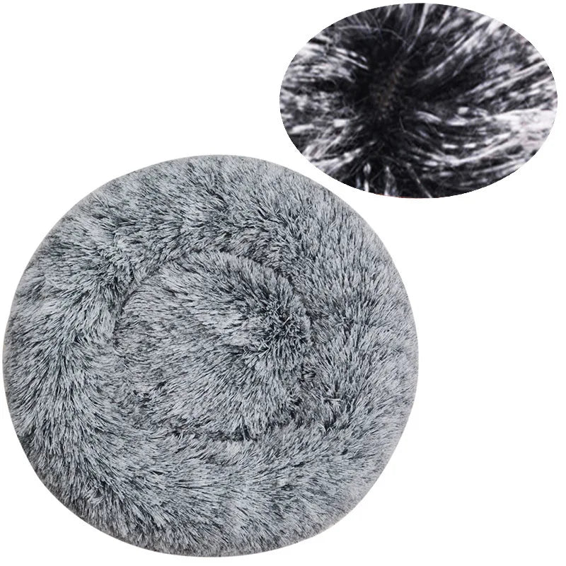 Round Dog Bed Plush Winter Warm Washable For Small Medium Large Dogs Cats
