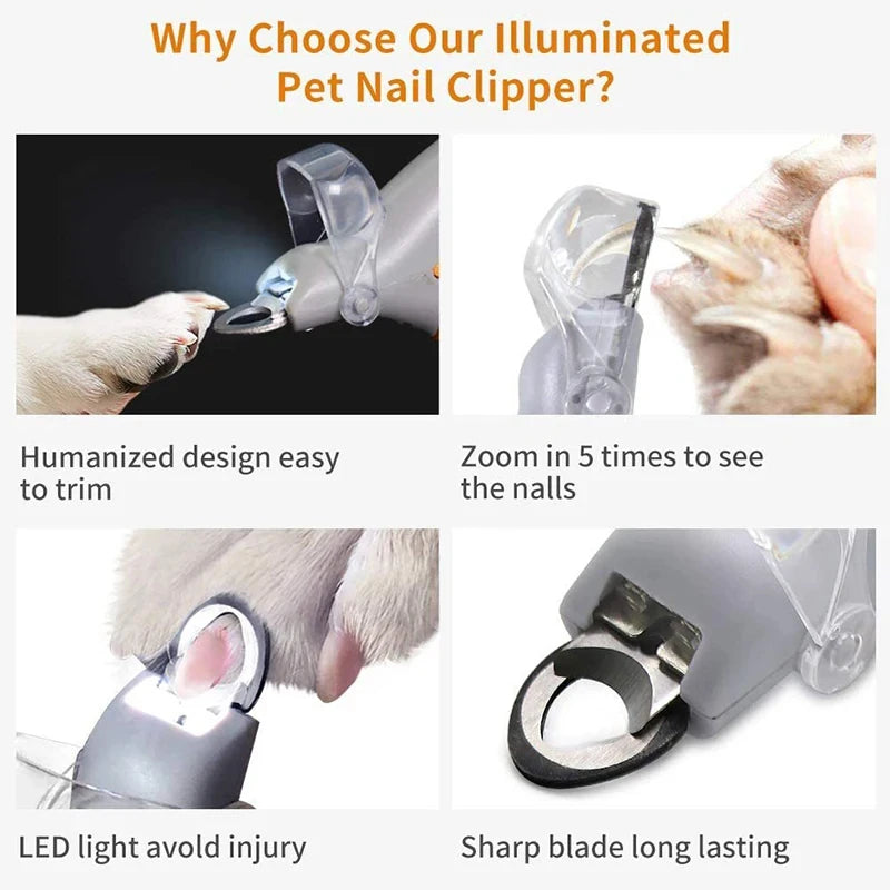 Pet Nail Clipper LED Light Magnifier For Dogs And Cats