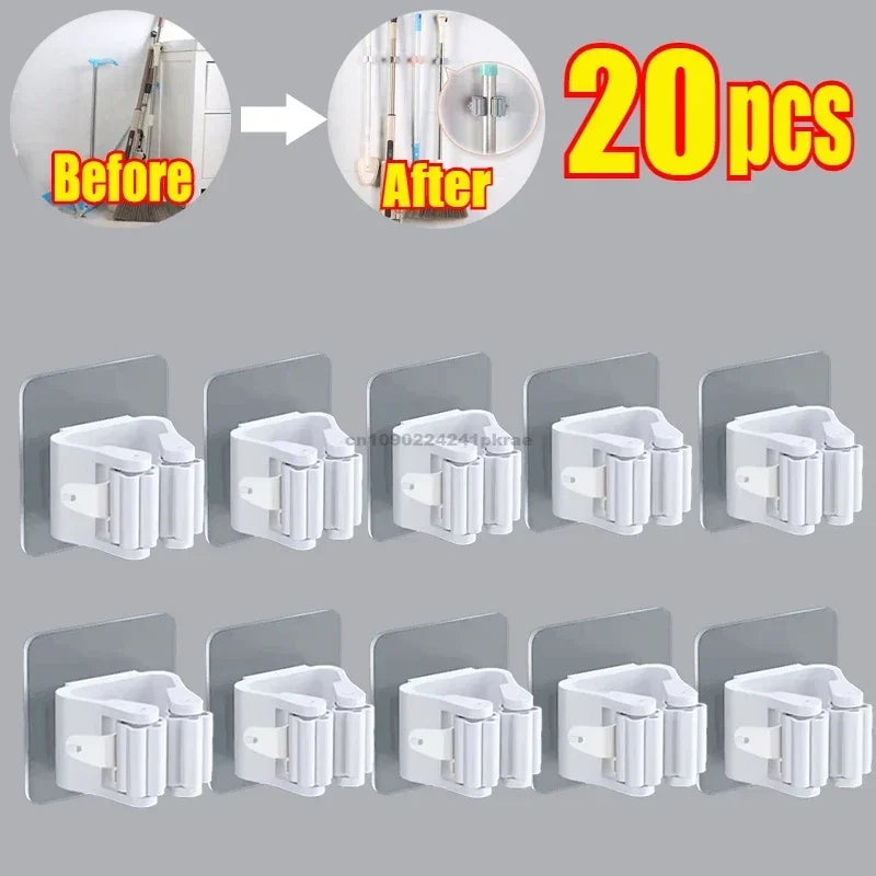 Get It Off the Floor Mop & Broom Wall Organizer – No-Drill Hold