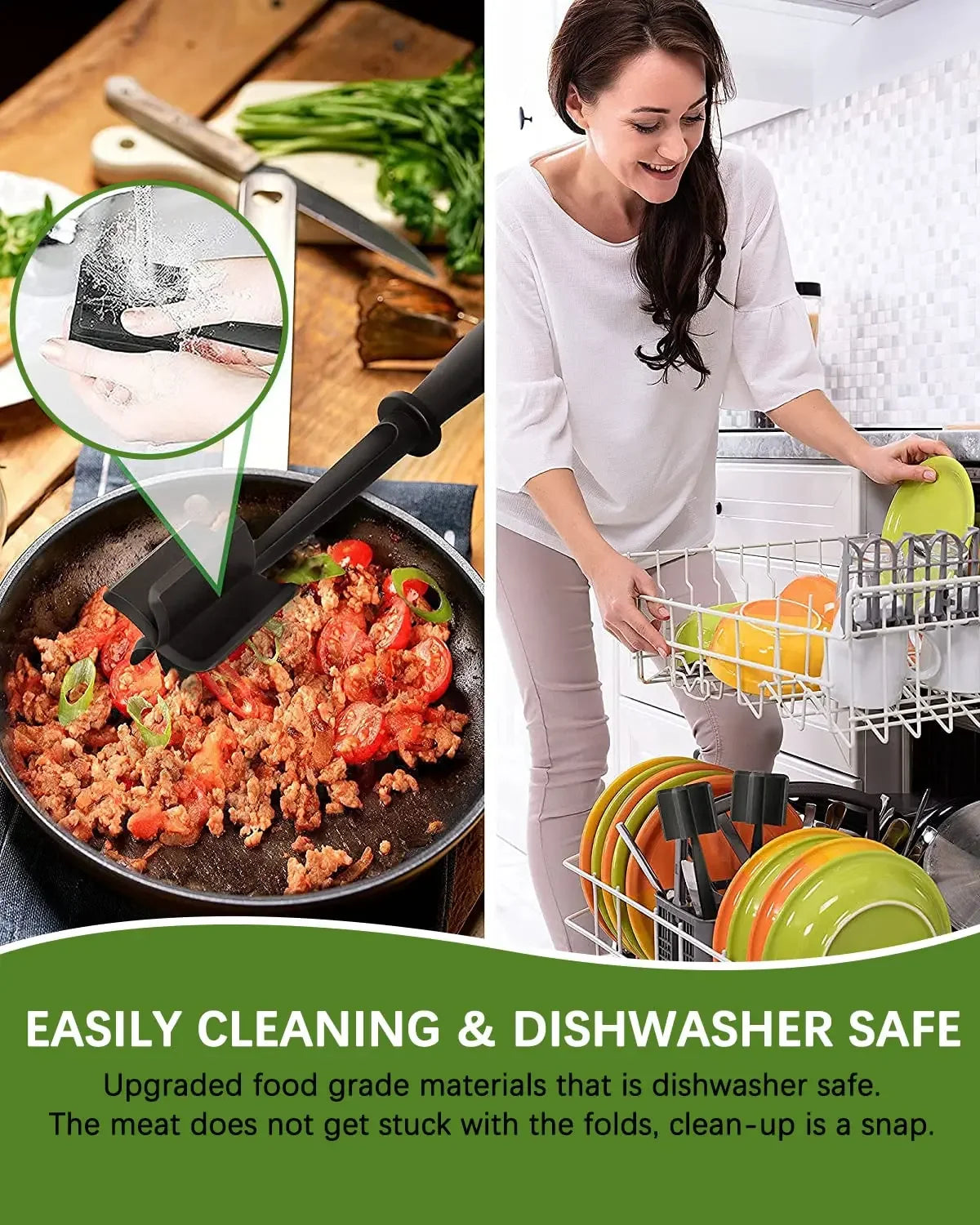 Meat Chopper Heat Resistant Masher For Ground Beef Home Cooks