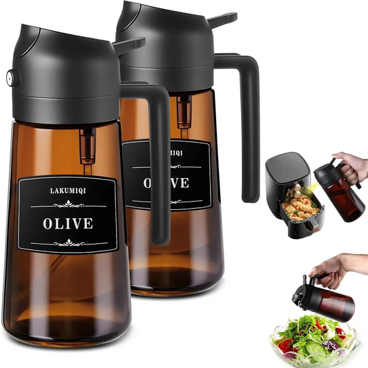 2 In 1 Glass Oil Sprayer Dispenser Leakproof 16oz For Home Cooks