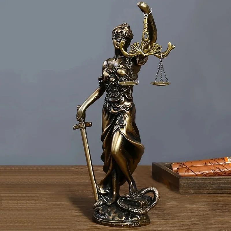 Goddess Of Justice Ornament Copper Tone Resin European Retro For Home Office