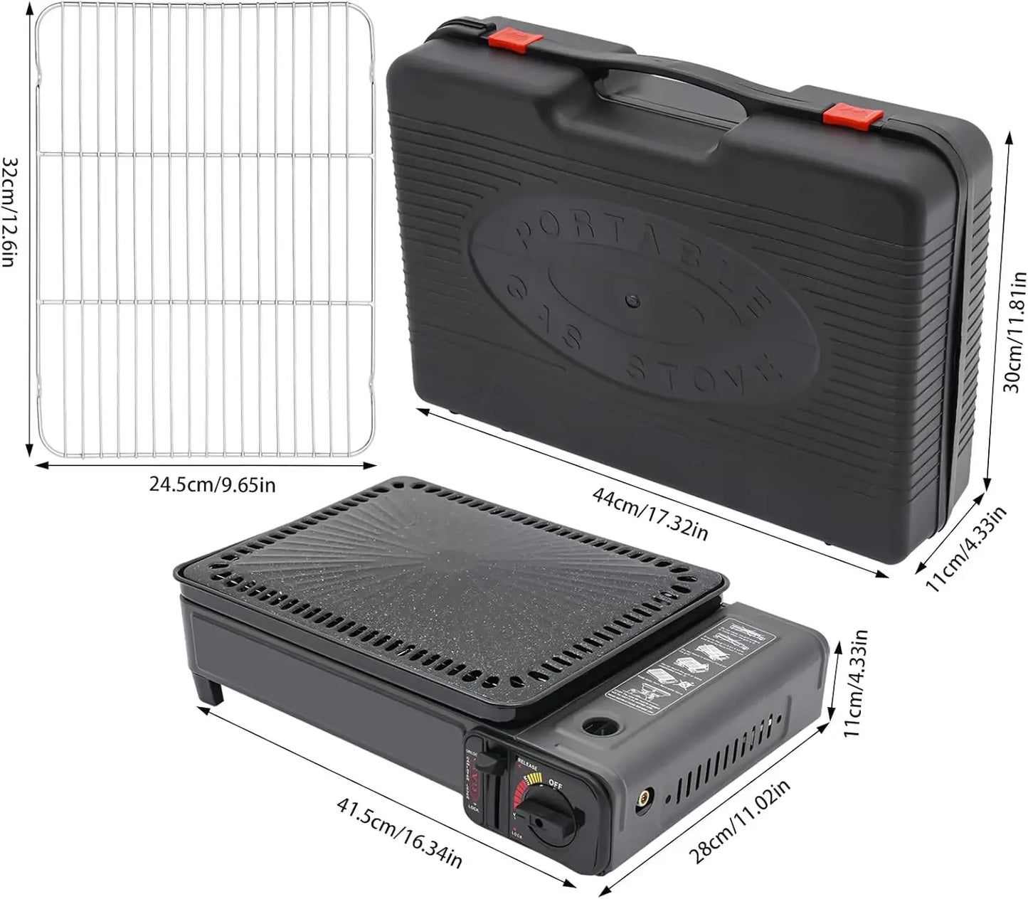 Bymaocar Portable Butane Grill With Grill Net For Camping Trekking Gas Stove