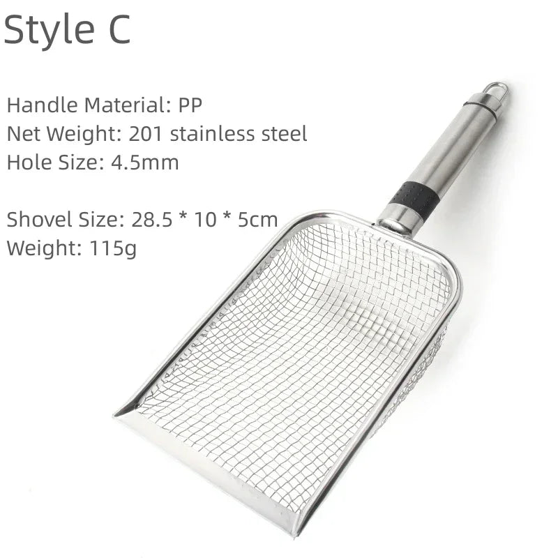 Cat Litter Scoop Stainless Steel Long Handle Cleaning Tool
