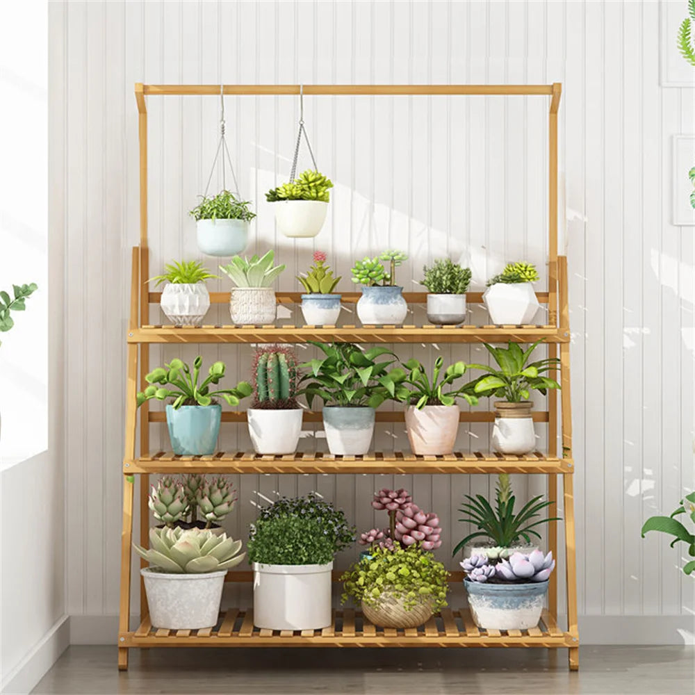 Create Your Green Corner 3-Tier Folding Bamboo Plant Stand