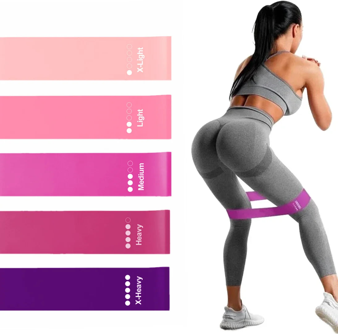 Versatile Resistance Band Set Of 5 Loop TPE Pink For Home Workouts And Yoga