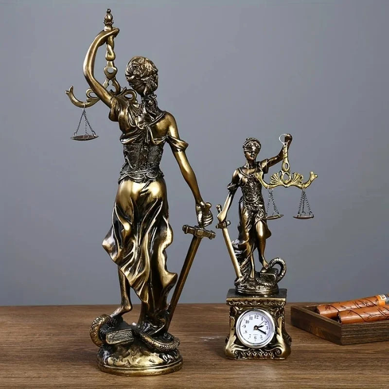 Goddess Of Justice Ornament Copper Tone Resin European Retro For Home Office