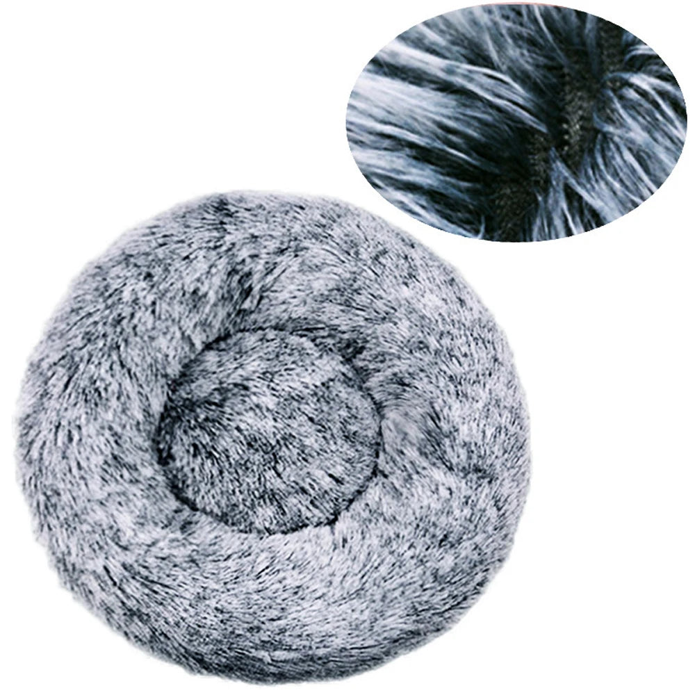 Round Dog Bed Plush Winter Warm Washable For Small Medium Large Dogs Cats