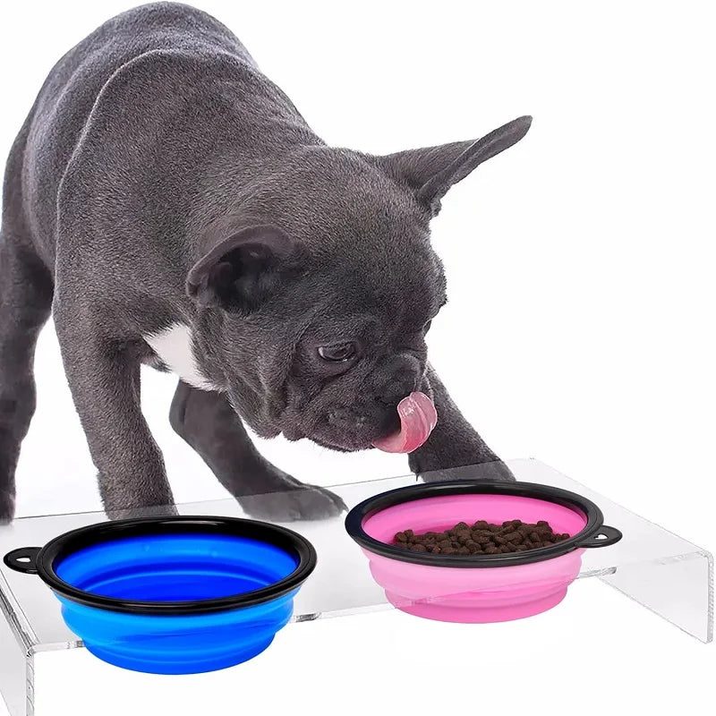 Folding Portable Silicone Dog Feeder Bowl and 2-In-1 Pet Dispenser