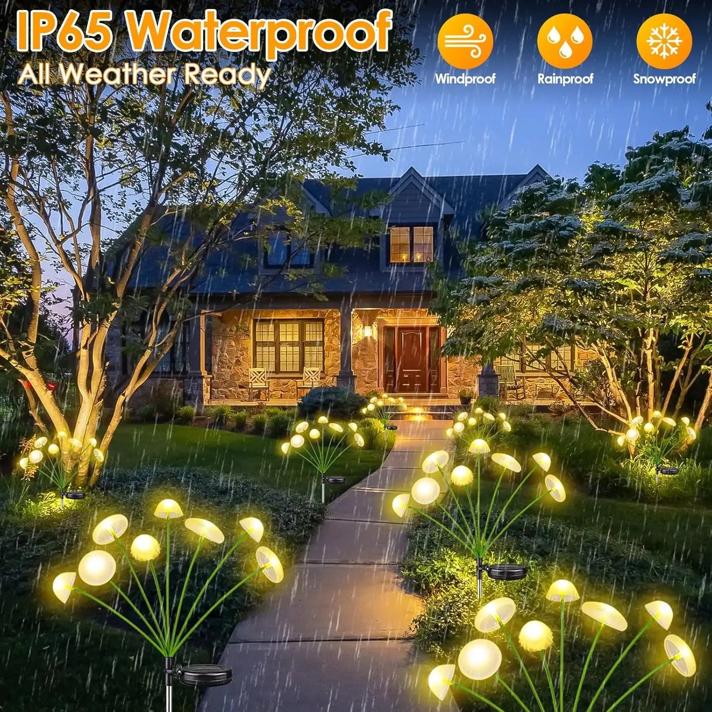 Solar Garden Lights Dual Mode LED Mushroom Decor Waterproof Jellyfish Gardeners