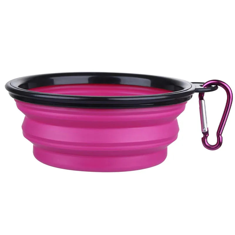 Folding Portable Silicone Dog Feeder Bowl and 2-In-1 Pet Dispenser