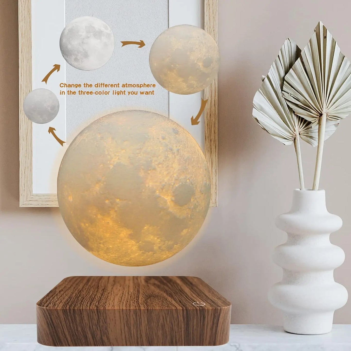 Mexllex Magnetic Floating Moon Lamp 3 Color Temp Gift
