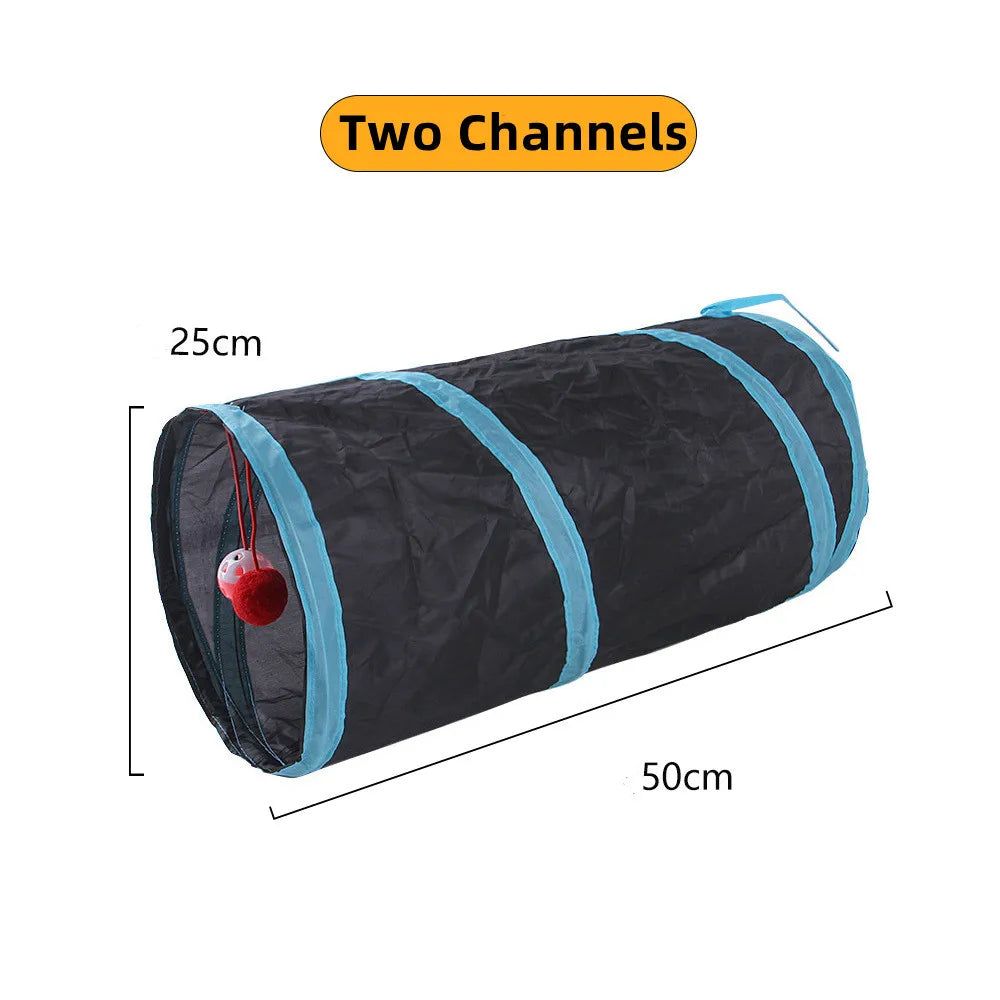 Foldable Cat Tunnel Toy For Indoor Play Breathable Fabric