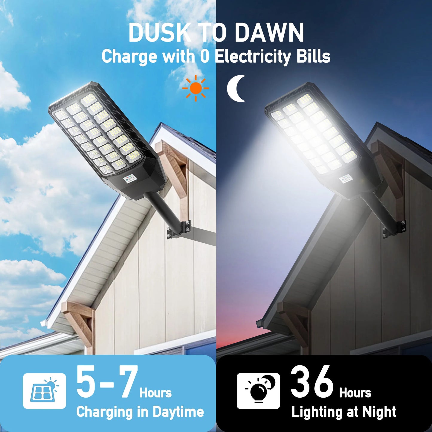 Light Up the Night™ Solar Security Street Light – Dusk-to-Dawn Motion Sensor