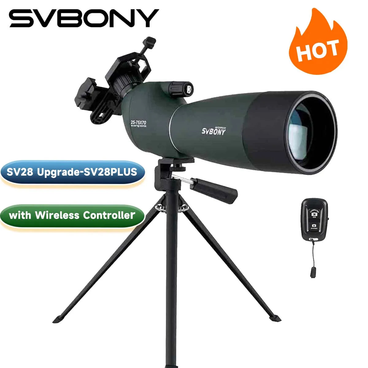 SVBONY SV28 Plus 25-75x Outdoor Spotting Scope