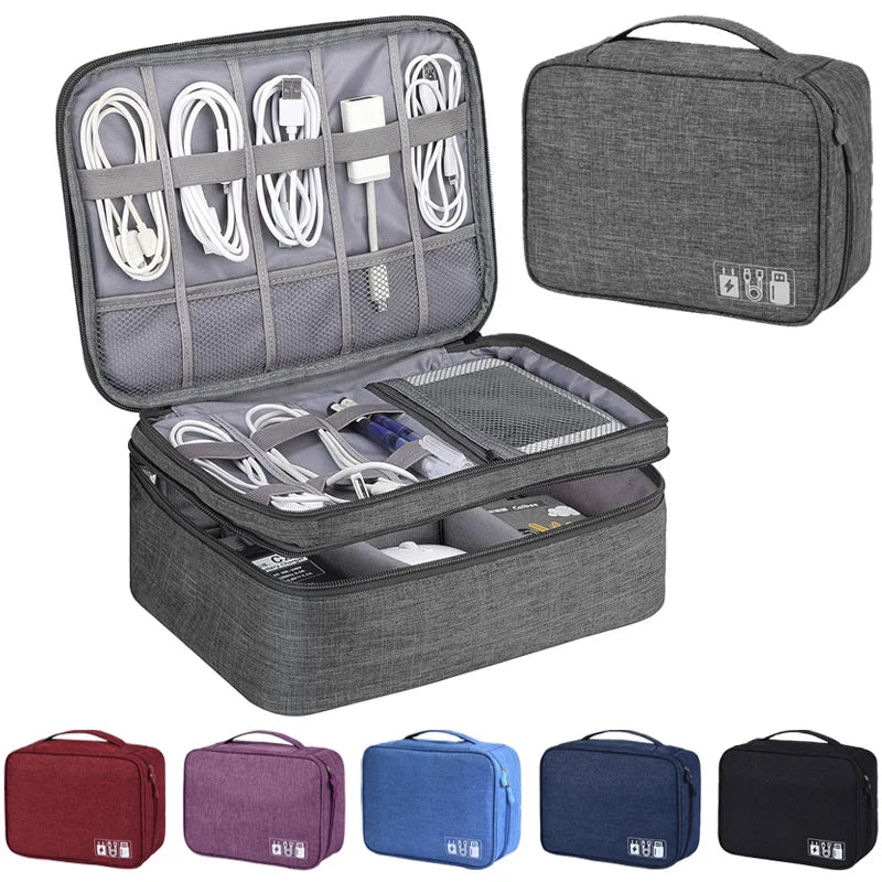 Travel Cable Storage Bag Portable Waterproof Tech Organizer For Travelers