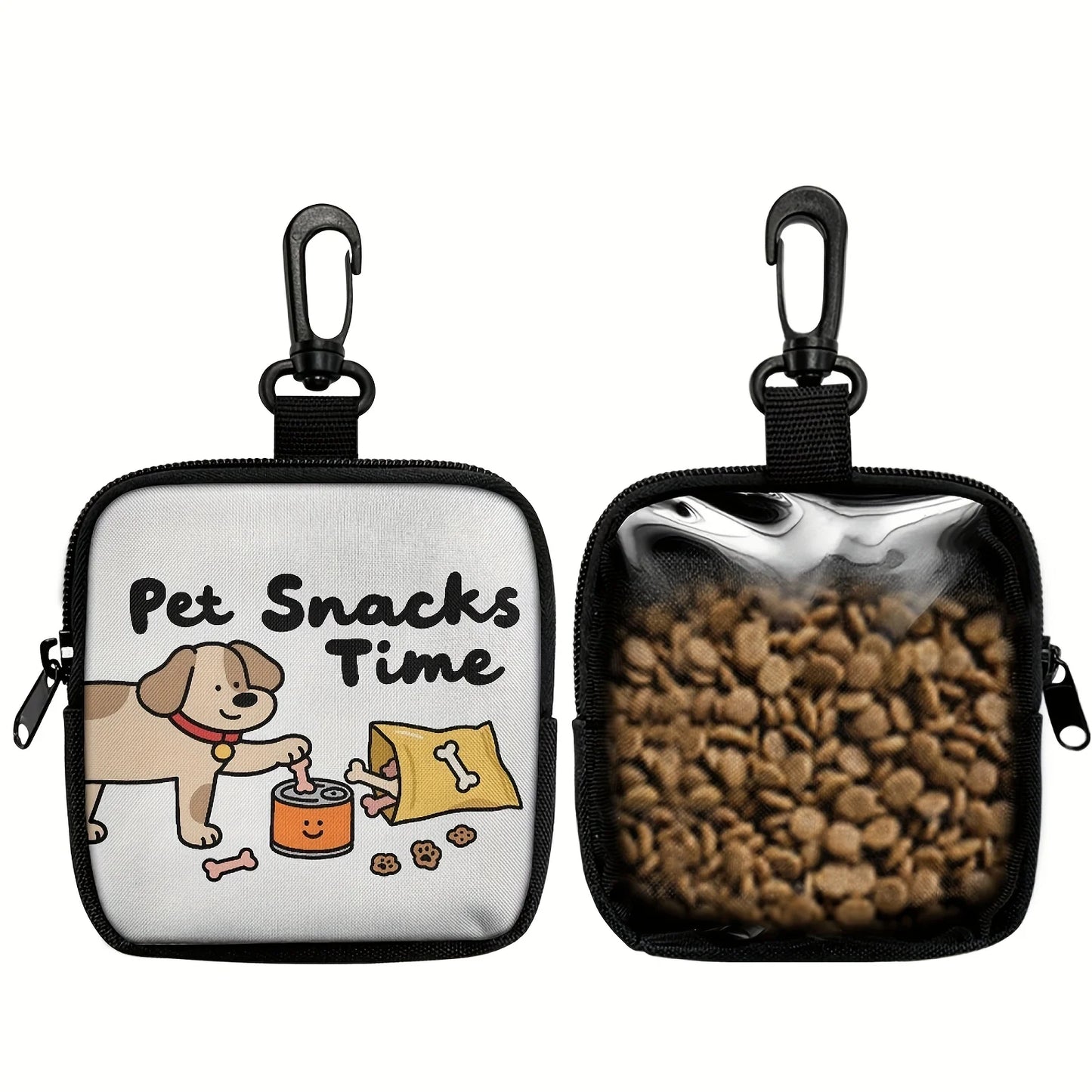Dog Print Treat Bag With Hook And Zipper For Training Set