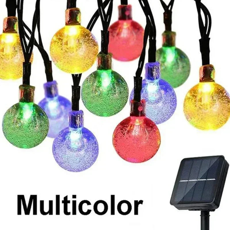Solar String Lights Outdoor Crystal Fairy Lights 8 Modes Waterproof Patio