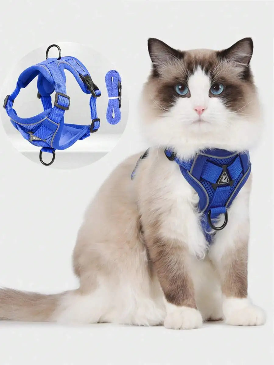 Reflective Pet Harness And Leash Set For Dogs And Cats EscapeProof Adjustable