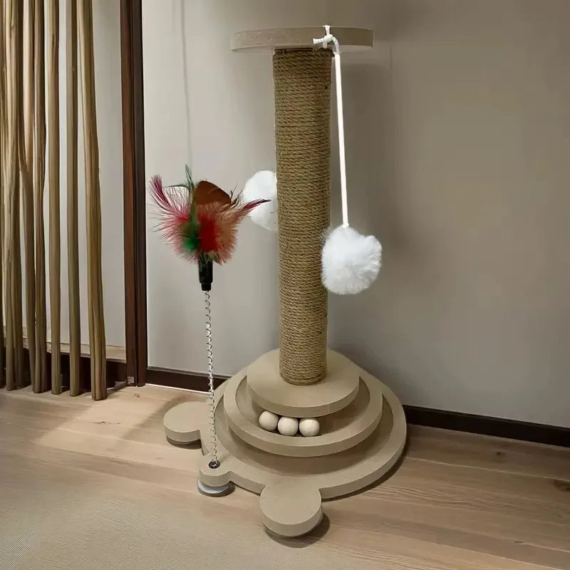 Durable Cat Scratching Post With PestResistant Sisal And Rotating Scratcher